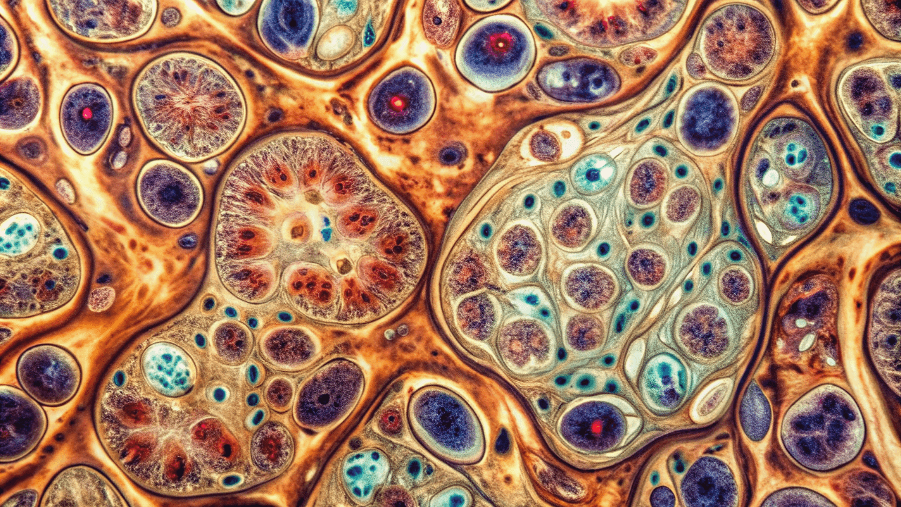 Microscopic image of kidney tissue showing inflammation and scarring of glomeruli, characteristic of glomerulonephritis, with damaged capillaries and distorted renal corpuscles. Image Credit: Adobe Stock Images/Four888