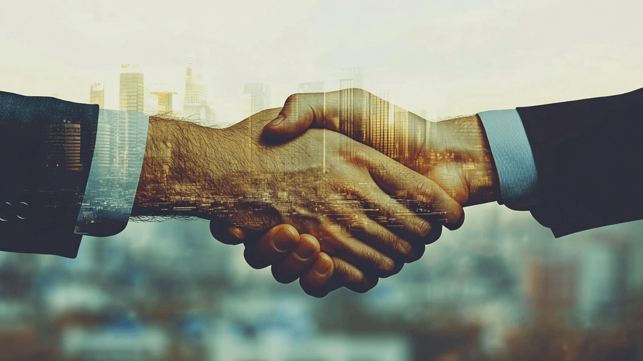 photo of two business man hand shaking office background. Image Credit: Adobe Stock Images/Syed Qaseem Raza