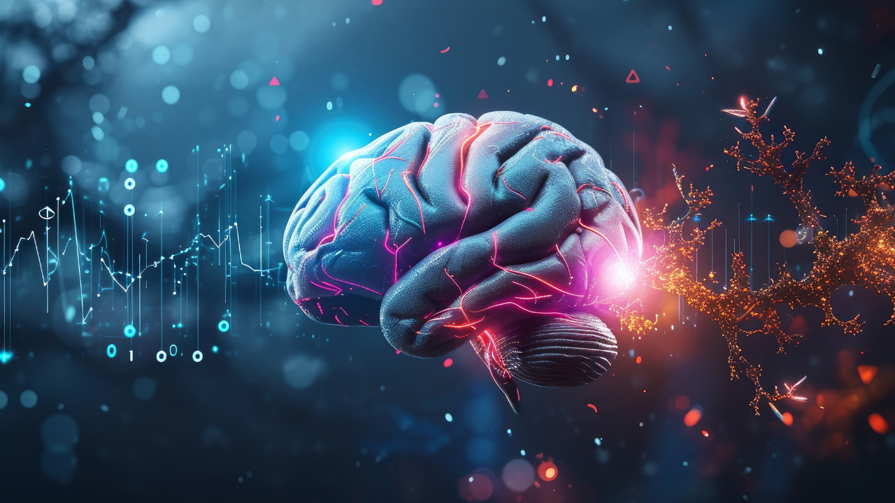 futuristic medical research of brain neural nerve system health care with diagnosis infographic biometrics for clinical hospital x-ray and alzheimer treatment, banner with copyspace, Generative AI. Image Credit: Adobe Stock Images/Lens Legends