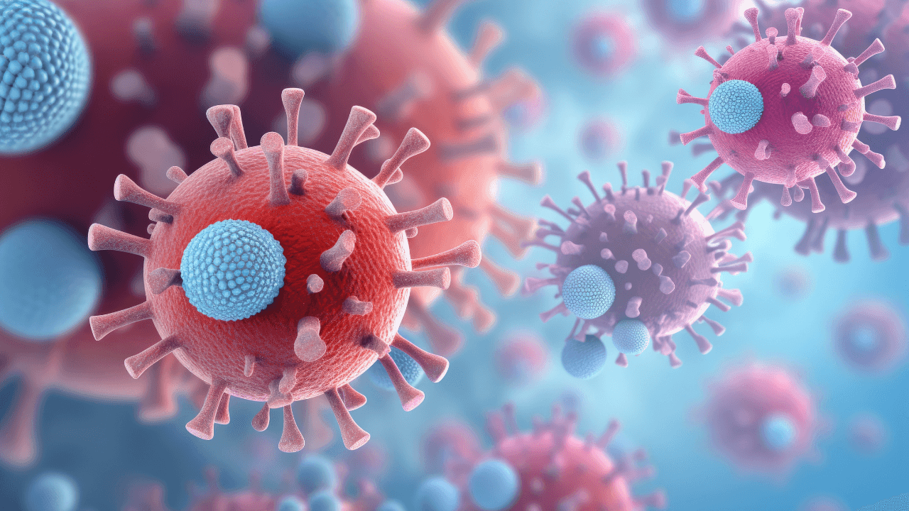 Pathogen respiratory coronavirus flu outbreak. Microscopic view of floating influenza virus cells. Dangerous Covid coronavirus, pandemic risk concept. Image Credit: Adobe Stock Images/May