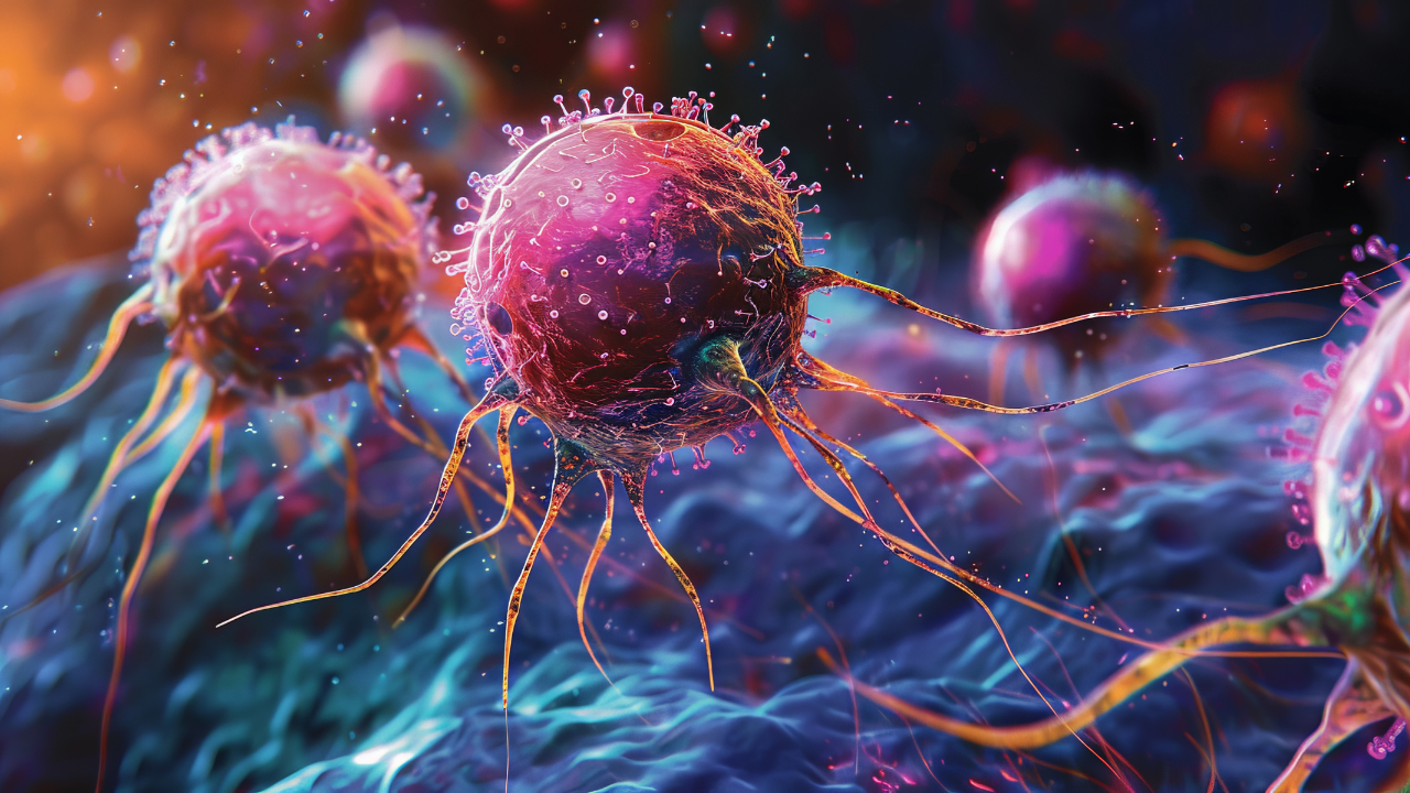 Illustration of multiple enzymes working in tandem to degrade cancerous cells. Image Credit: Adobe Stock Images/saichon